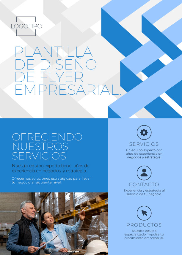 imagen diseño de flyer tonos azules